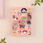 Cute large waterproof gloss vinyl sticker sheet of multiple chibi interent bird memes with funny viral quotes