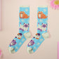 Cute knitted cotton crew socks with different cute cats and kittens pattern design