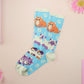 Cute knitted cotton crew socks with different cute cats and kittens pattern design