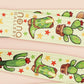 Cute full legth yellow and green lanyard with a double sided cowboy western and cactus themed pattern and silver swivel hook clasp.