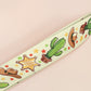 Cute full legth yellow and green lanyard with a double sided cowboy western and cactus themed pattern and silver swivel hook clasp.