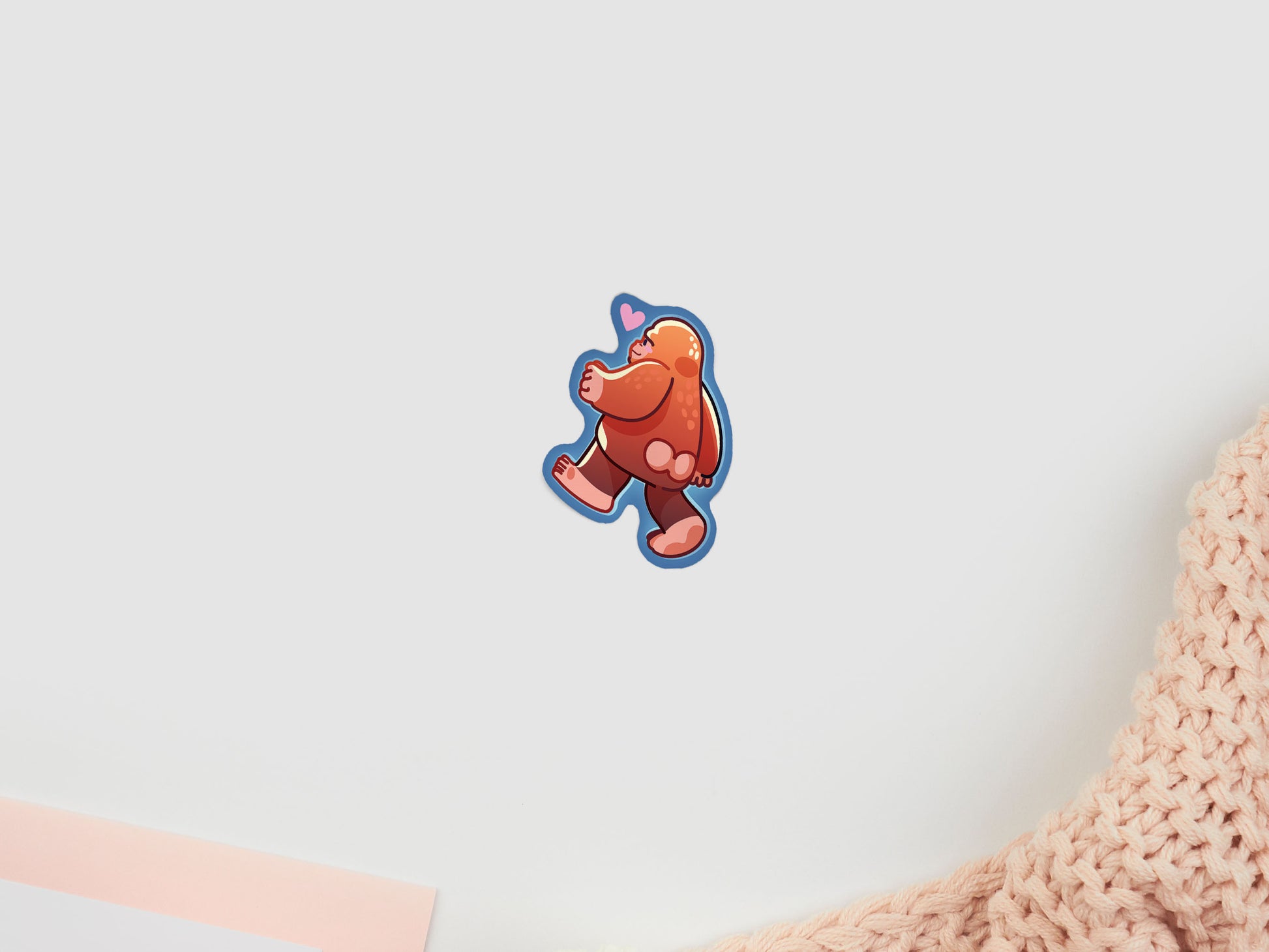 A cute gloss vinyl waterproof sticker of a bigfoot sasquatch yeti