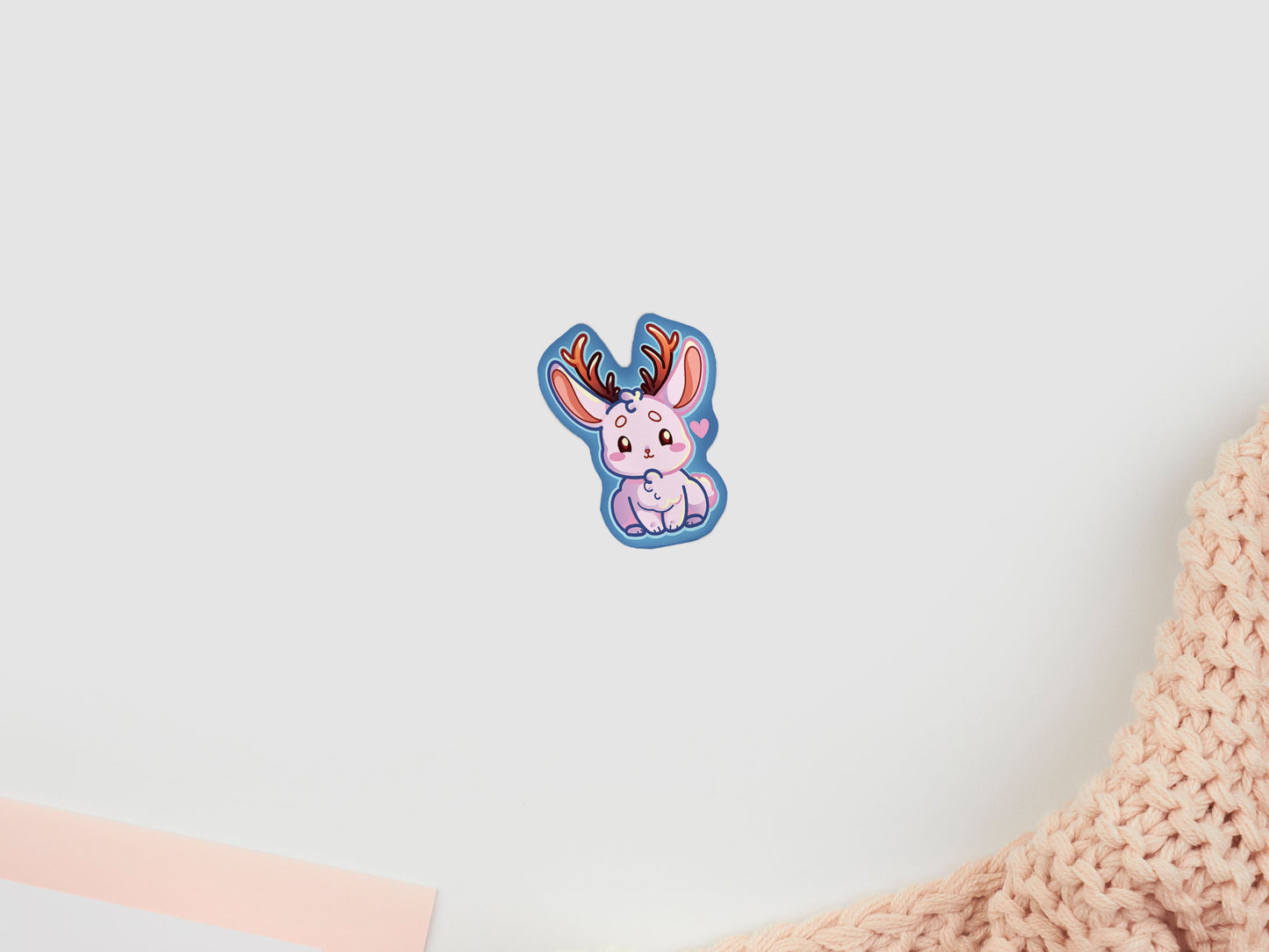 A cute gloss vinyl waterproof sticker of a jackalope antlered rabbit