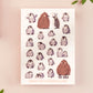 Large waterproof gloss vinyl sticker sheet of multiple cute baby penguin chicks, as well as the internet viral penguin Pesto the big baby emperor penguin chick.