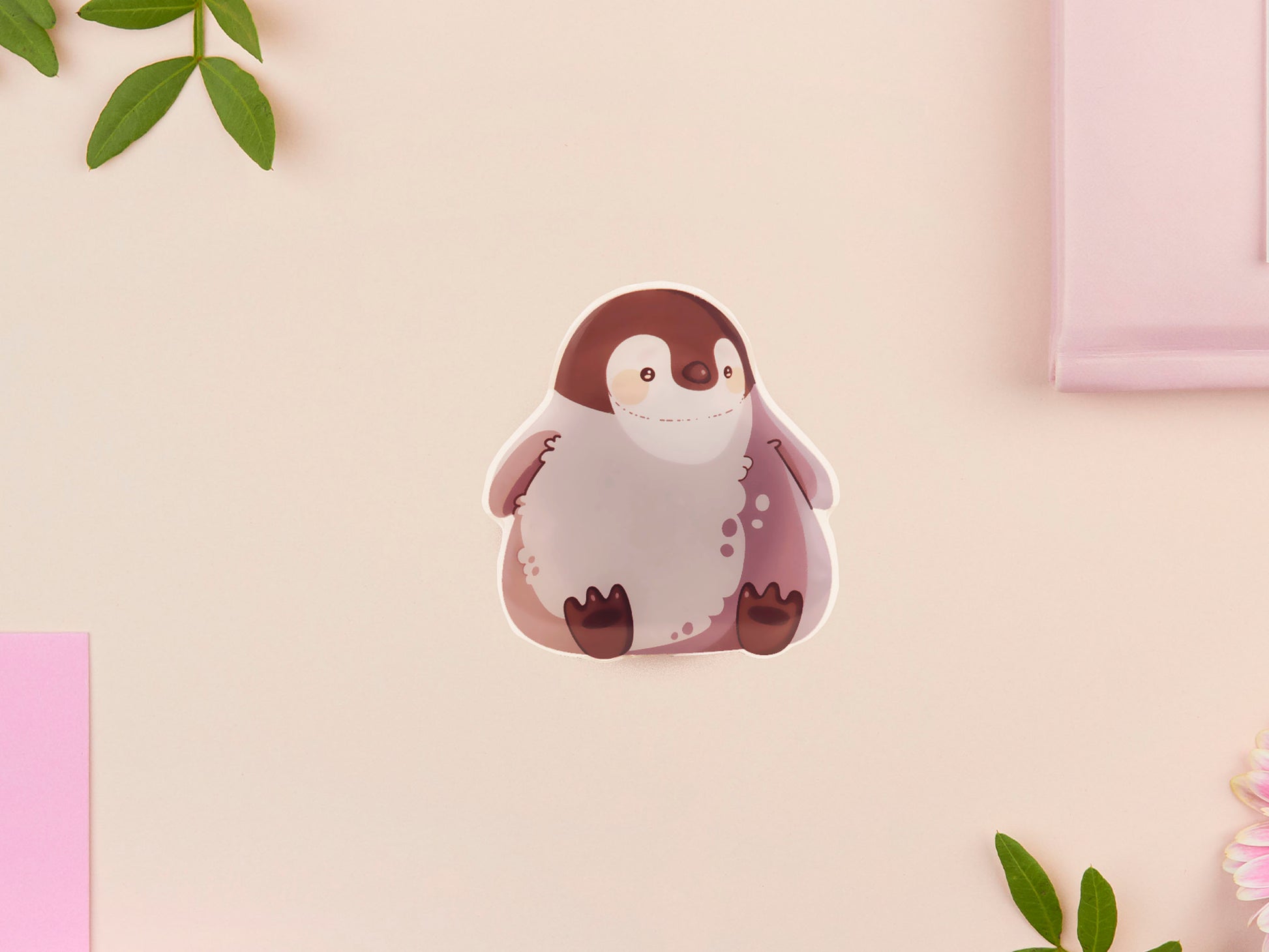Cute popsocket phone grip with an adorable emperor penguin chick design
