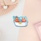 Cute large waterproof gloss vinyl sticker sheet of multiple chibi capybara guinea pigs enjoying a spa day