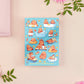 Cute large waterproof gloss vinyl sticker sheet of multiple chibi capybara guinea pigs enjoying a spa day