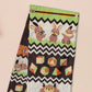 Cute knitted scarf with cute chibi Tabletop RPG Cryptid Monsters from DND such as Owlbears, Almiraj Rabbits, a Displacer Beast Kitten, Beholder, sleeping baby dragon and Mimic chests