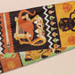 Cute knitted scarf with cute chibi Tabletop RPG Cryptid Monsters from DND such as Owlbears, Almiraj Rabbits, a Displacer Beast Kitten, Beholder, sleeping baby dragon and Mimic chests