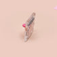 Cute transparent acrylic pin badge with a pink heart-shaped pin back clasp. The design of the badge is a chibi hench and buff cat with the quote Did you justPSPSPSPSPST my gurl?!