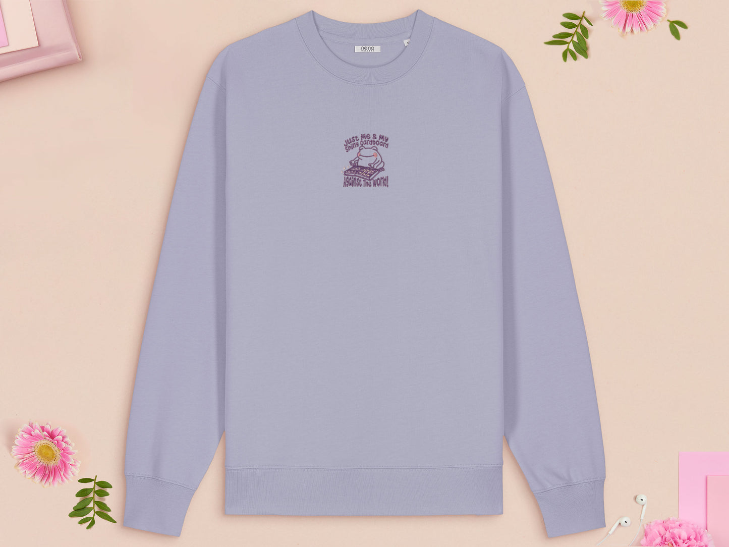 Just Me And My Shiny Cardboard Against The World Frog Embroidered Top