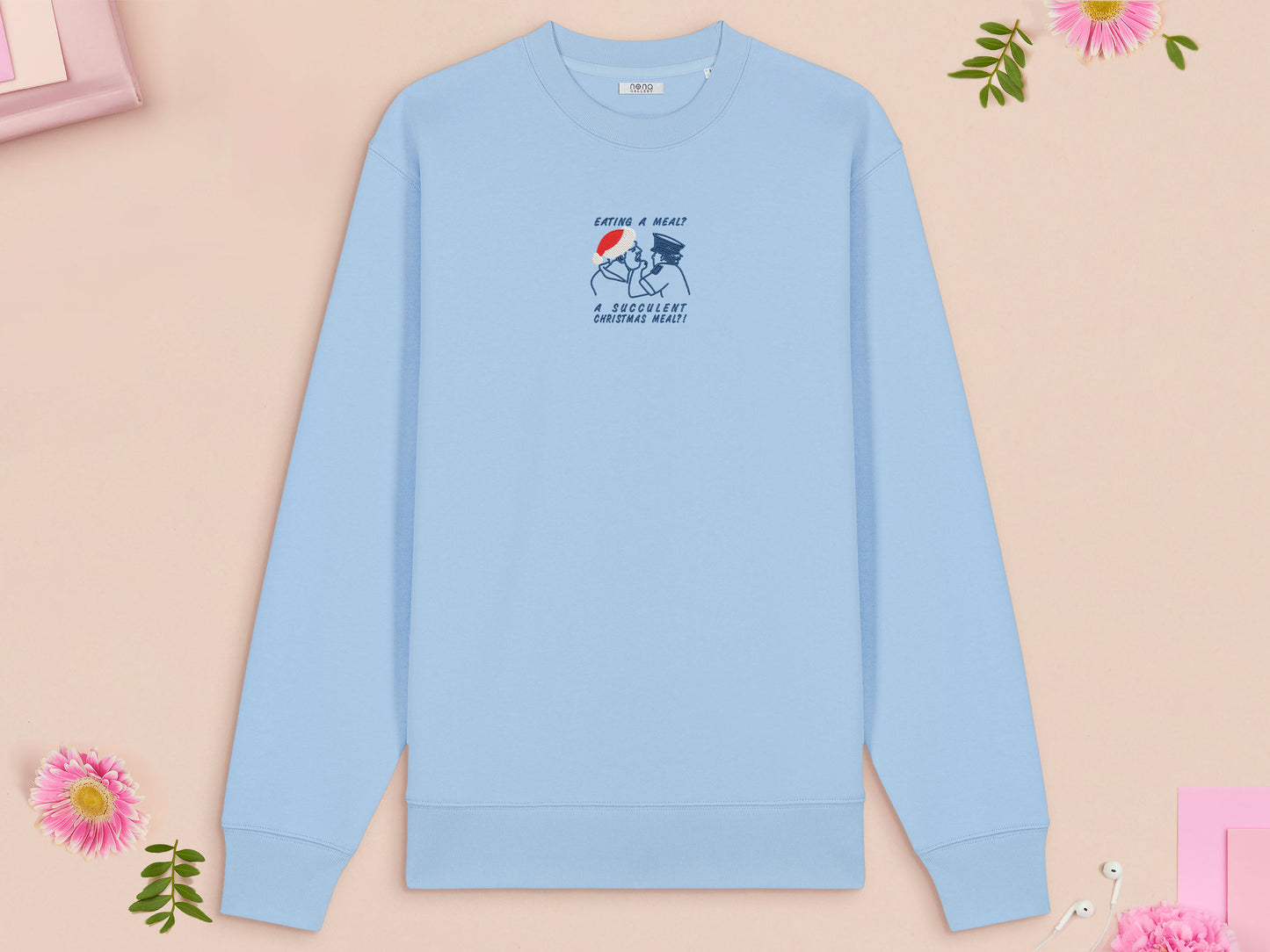 Eating A Succulent Christmas Meal Embroidered Jumper