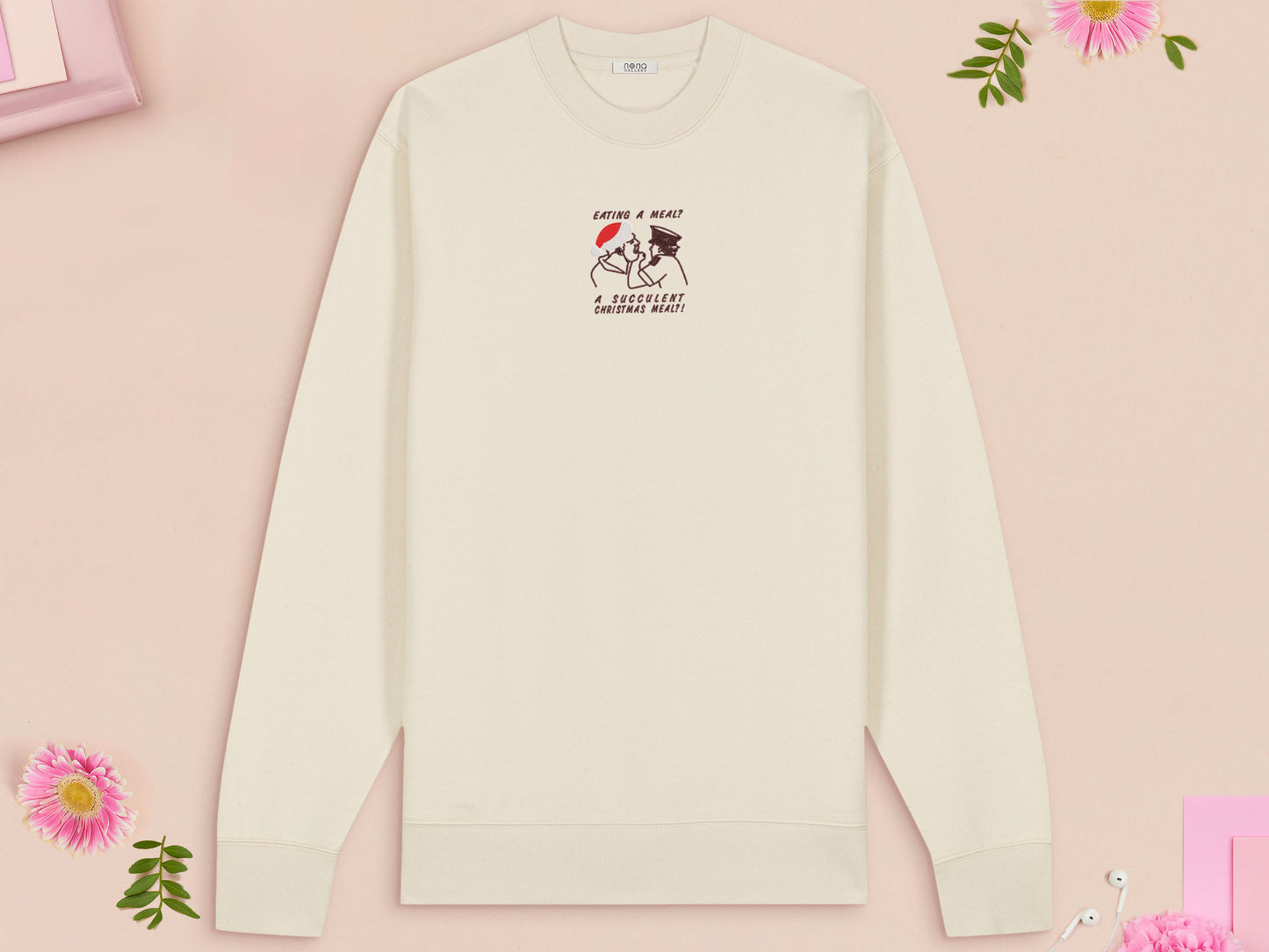 Eating A Succulent Christmas Meal Embroidered Jumper