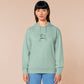 An embroidered green hoodie design of a funny cartoon frog with the text a concern.
