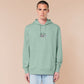 An embroidered green hoodie design of a cute Cthullu with a D20 dice surrounded by the quote This Is How I Roll