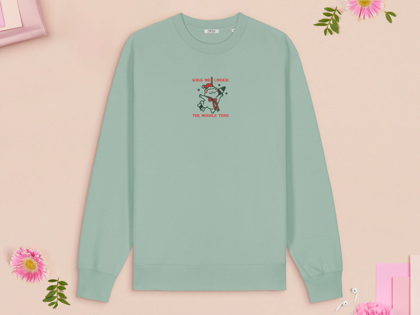 Kiss Me Under The Missile Toad Embroidered Christmas Jumper