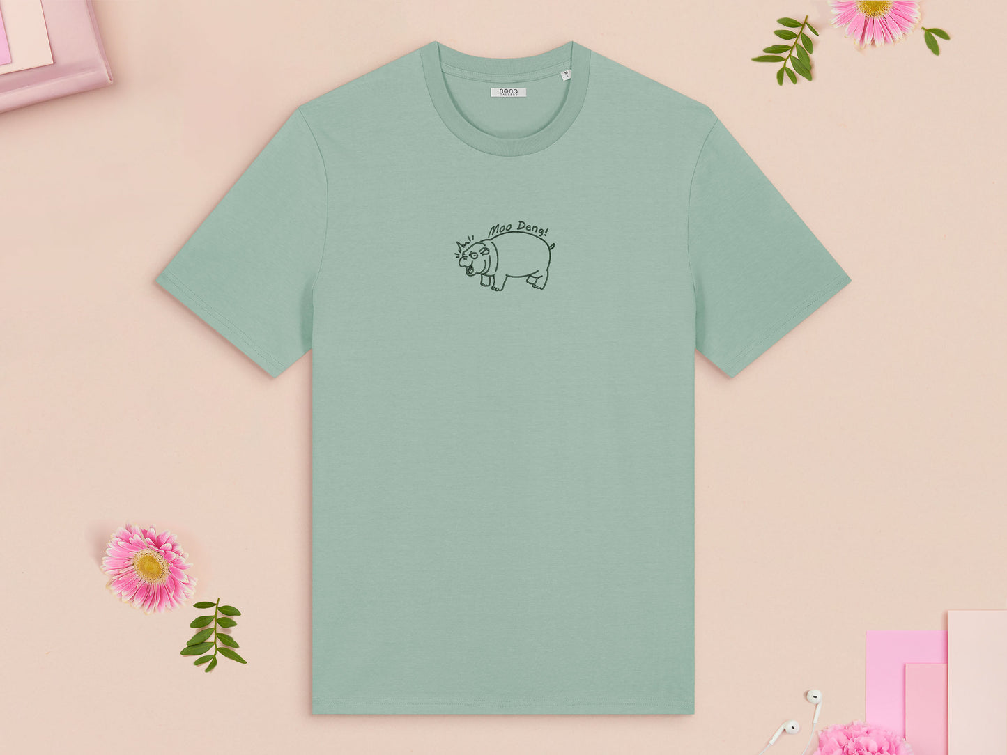 Moo Deng Pygmy Hippo Embroidered Top