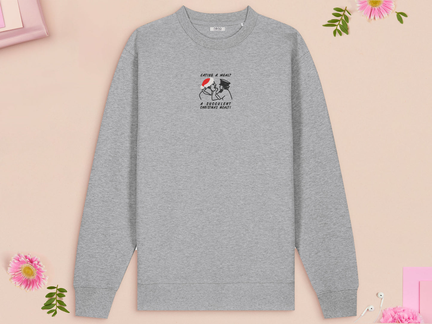 Eating A Succulent Christmas Meal Embroidered Jumper