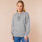 An Embroidered light grey hoodie design of a cute chib buff cat with the text did you just pspspst my gurl?