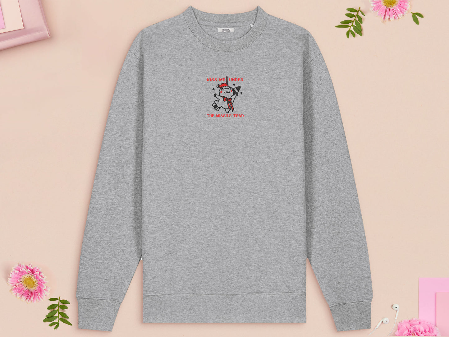 Kiss Me Under The Missile Toad Embroidered Christmas Jumper