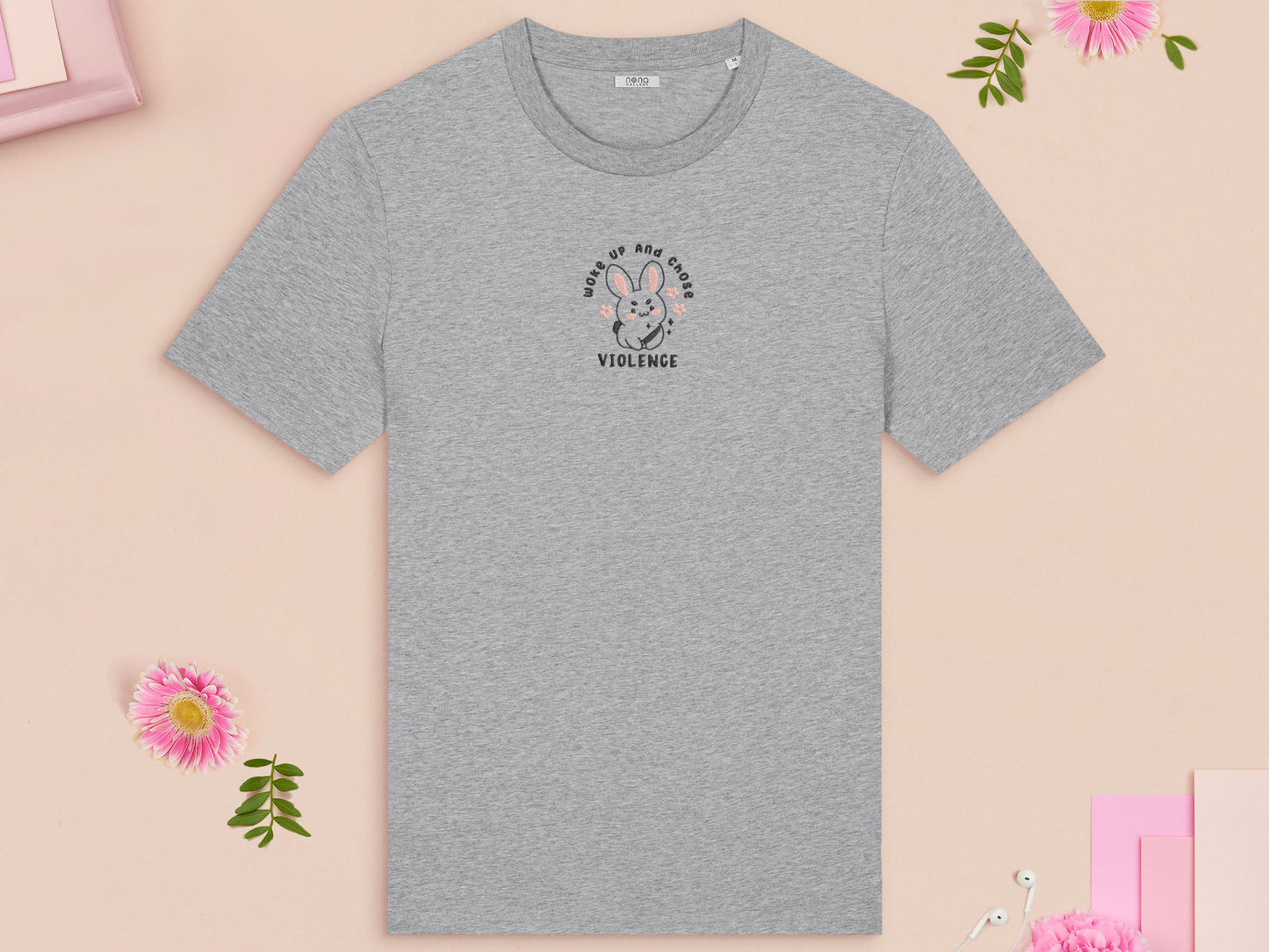 Woke Up And Chose Violence Knife Bunny Rabbit Embroidered Top