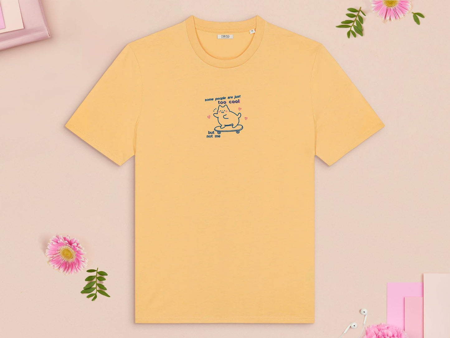 Some People Are Just Too Cool But Not Me Skateboarding Cat Embroidered Top