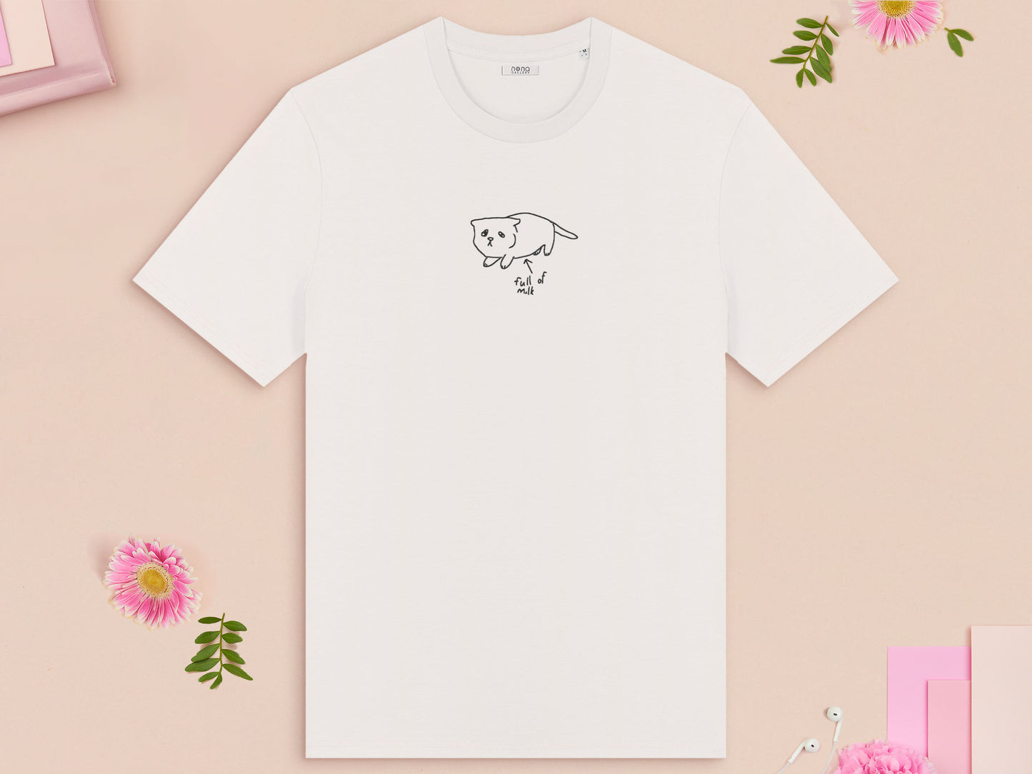 Full Of Milk Kitten Embroidered Top