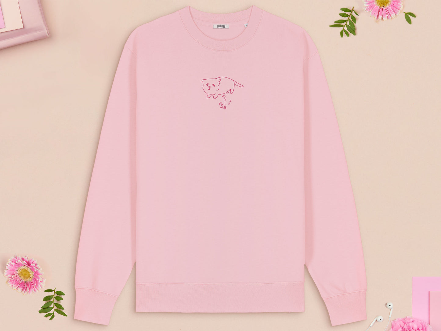 Full Of Milk Kitten Embroidered Top