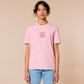 Pink embroidered t-shirt with a cute chibi guinea pig hamster wearing heart-shaped sunglasses and driving a little pink car surrounded by the quote the horrors persist but so do I.