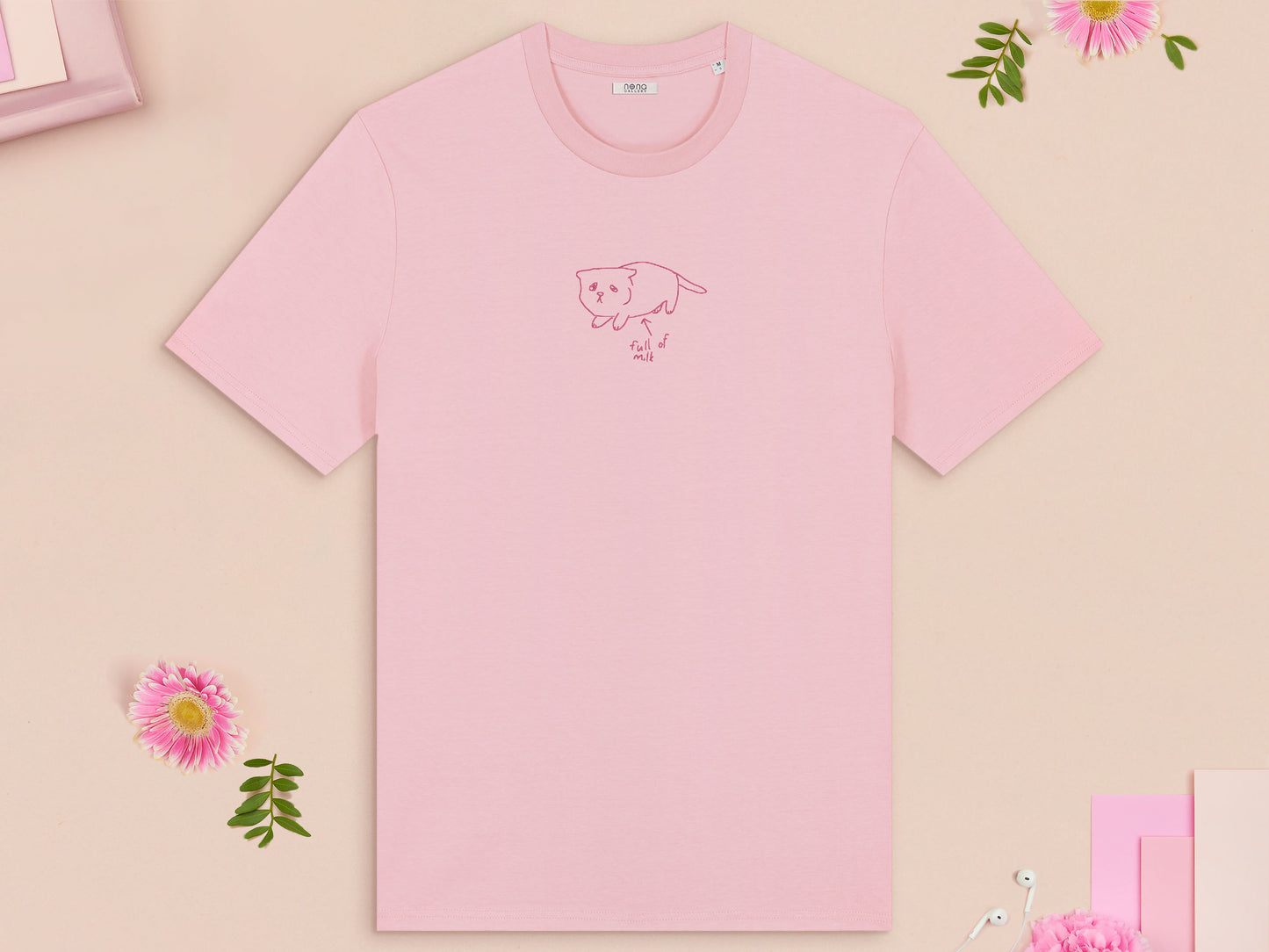 Full Of Milk Kitten Embroidered Top