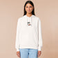 An embroidered white hoodie design of a blood drenched meeple holding a knife with text When I Play Board Games I Have No Friends