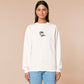 An embroidered white sweater design of a blood drenched meeple holding a knife with text When I Play Board Games I Have No Friends