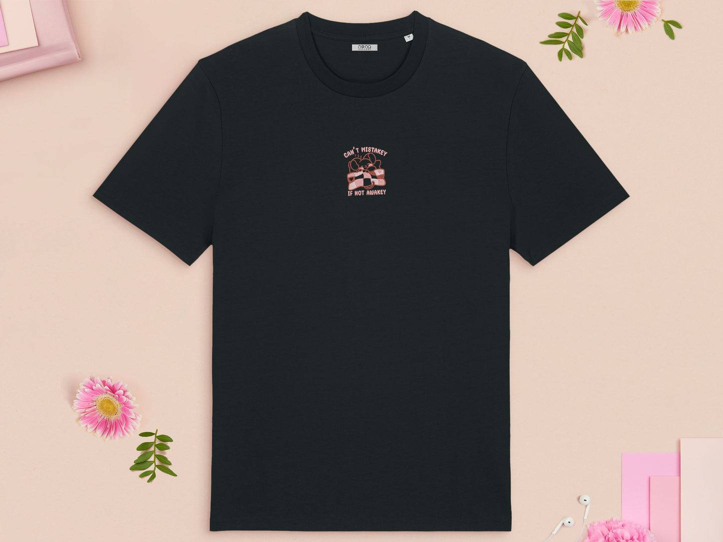 Can't Mistakey If Not Awakey Sleeping Mouse Embroidered Top