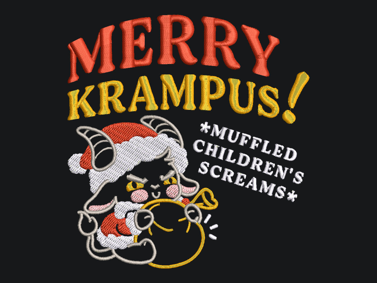 Fröhlicher Krampus Bestickter Weihnachtspullover