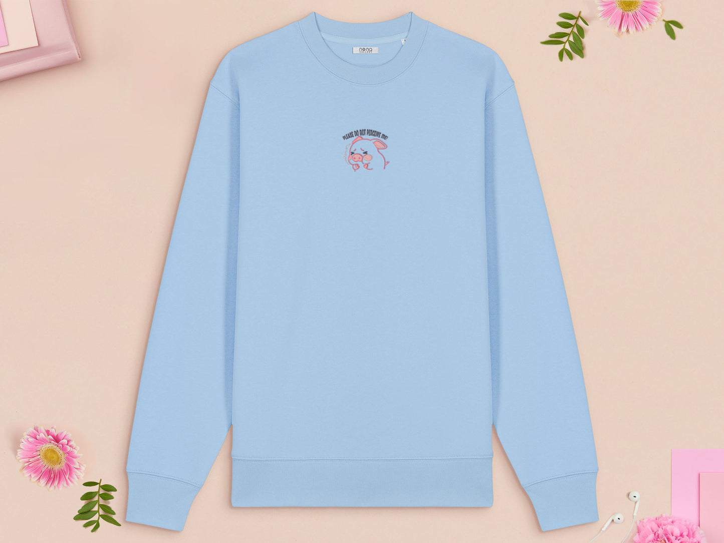 Please Don't Perceive Me Piggy Embroidered Top