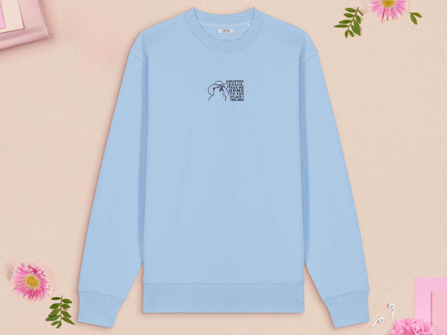 Country Roads Cowboy Cat Embroidered Top