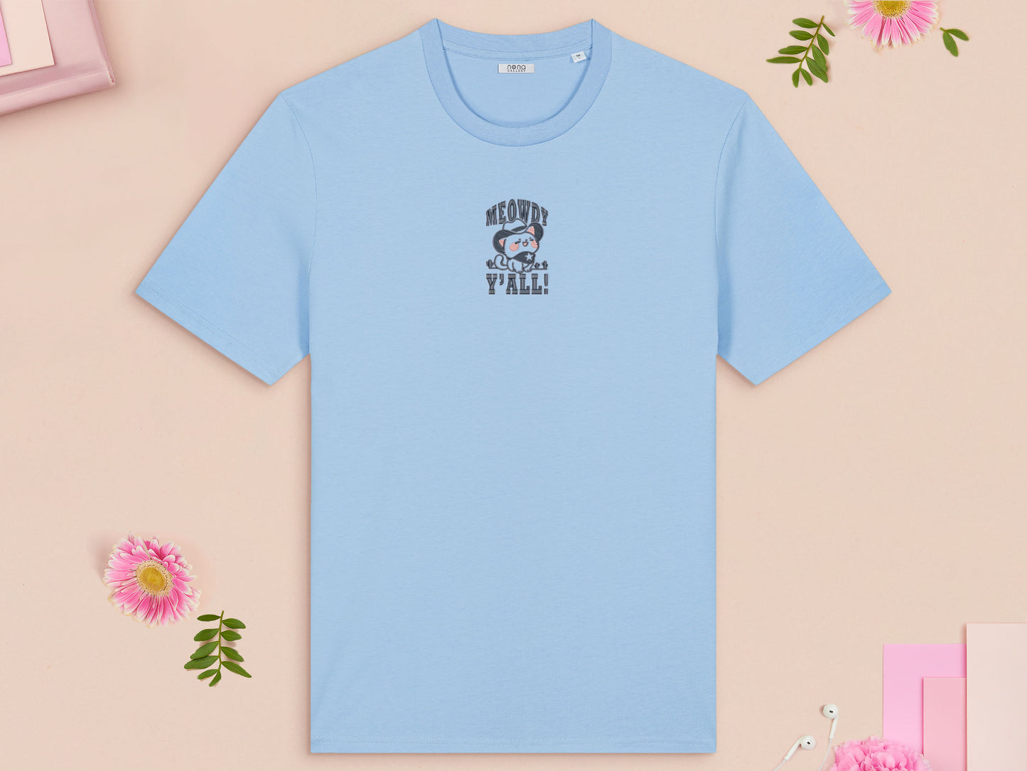 Meowdy Y'all Cowboy Cat Embroidered Top