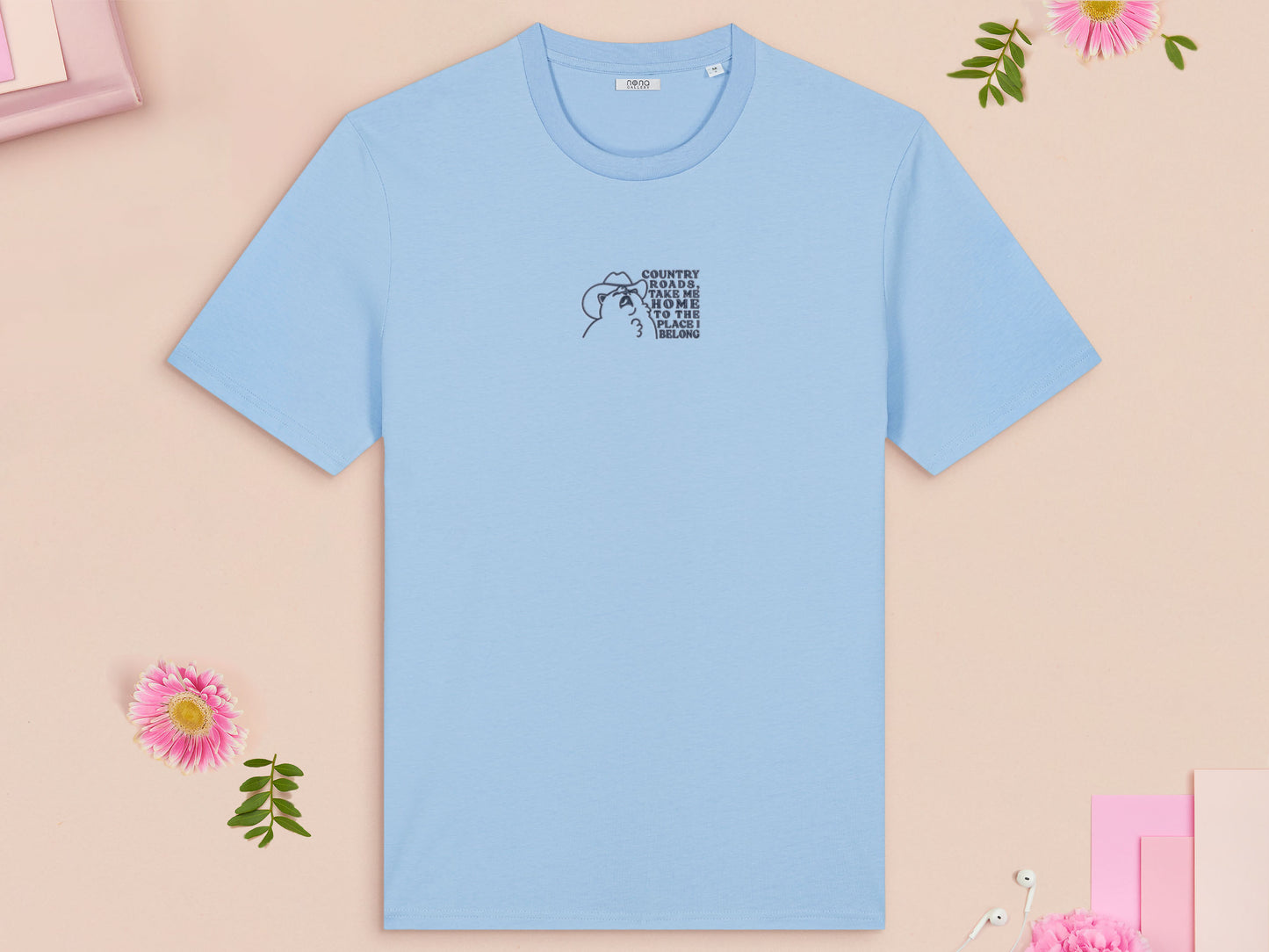 Country Roads Cowboy Cat Embroidered Top