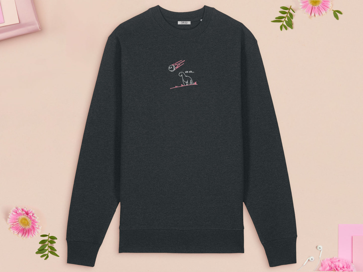 Uh Oh Dinosaur Meteor Embroidered Top