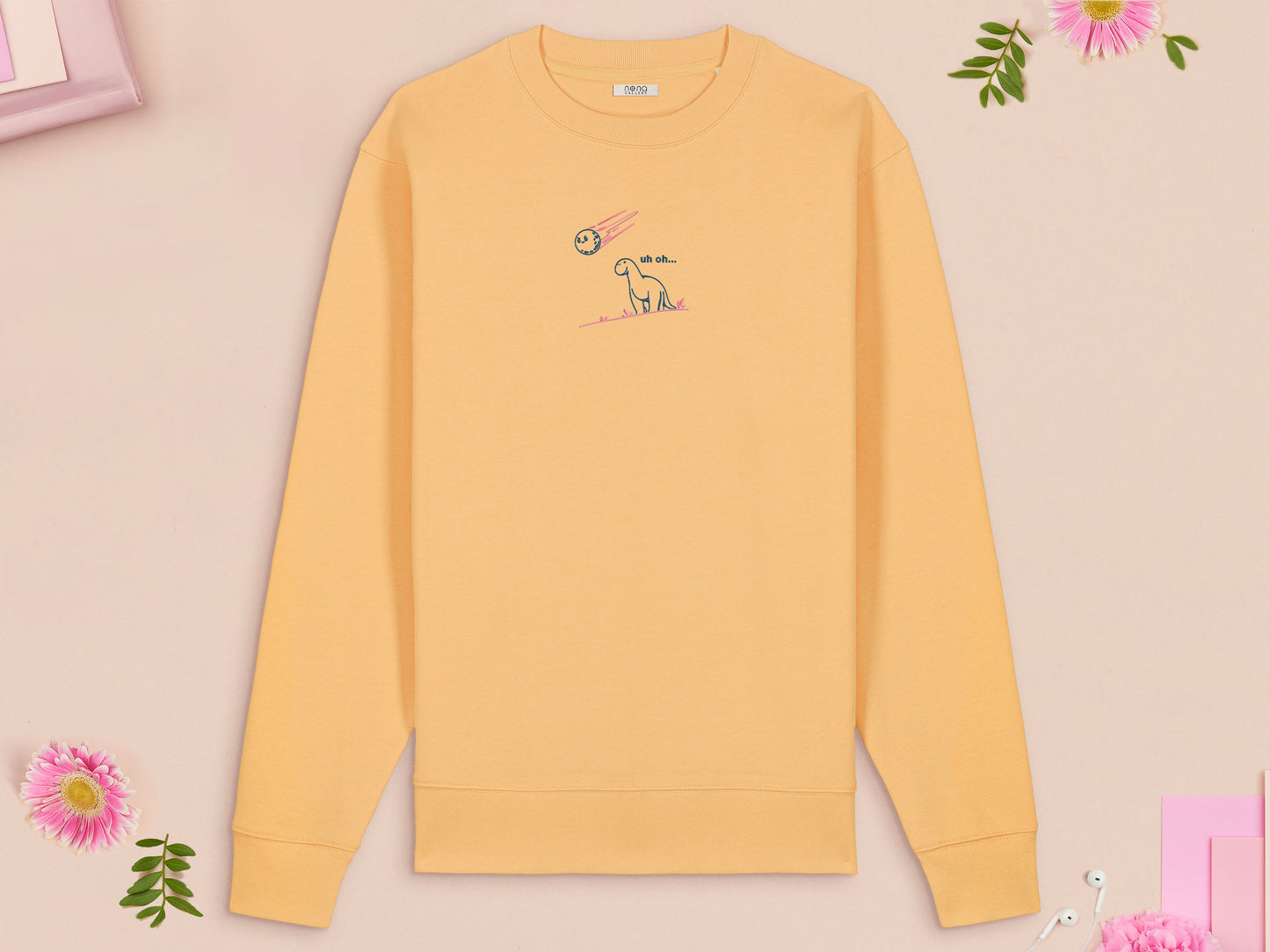 Uh Oh Dinosaur Meteor Embroidered Top