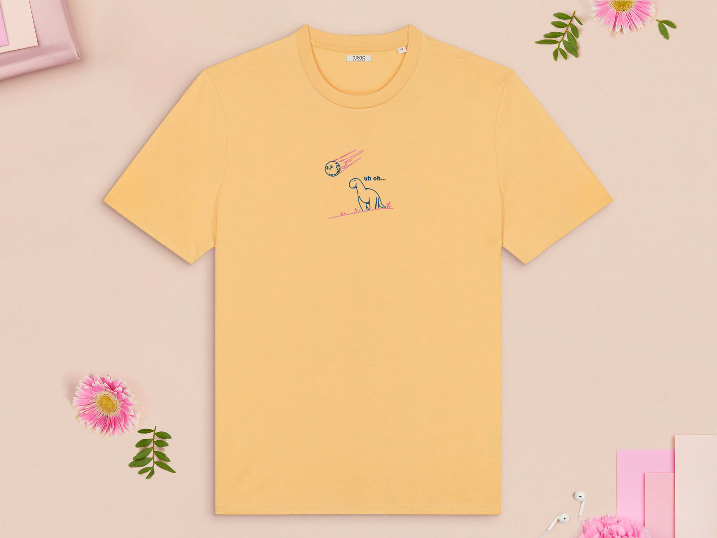 Uh Oh Dinosaur Meteor Embroidered Top