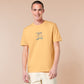 Light yellow short sleeve t-shirt with embroidered pink and blue design of a cute chibi skateboarding cat with the text some people are just too cool but not me.