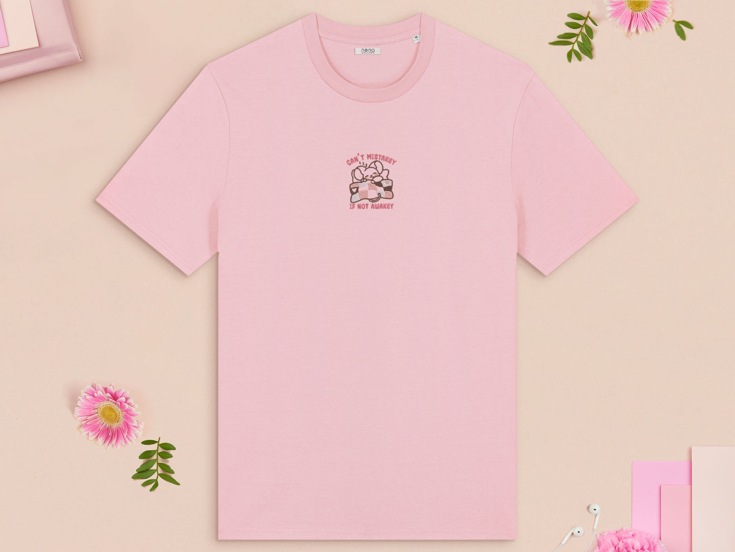 Can't Mistakey If Not Awakey Sleeping Mouse Embroidered Top