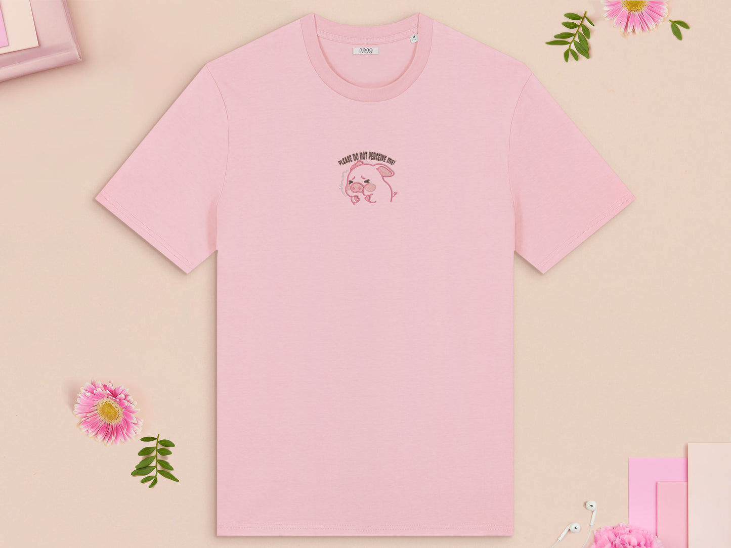 Please Don't Perceive Me Piggy Embroidered Top