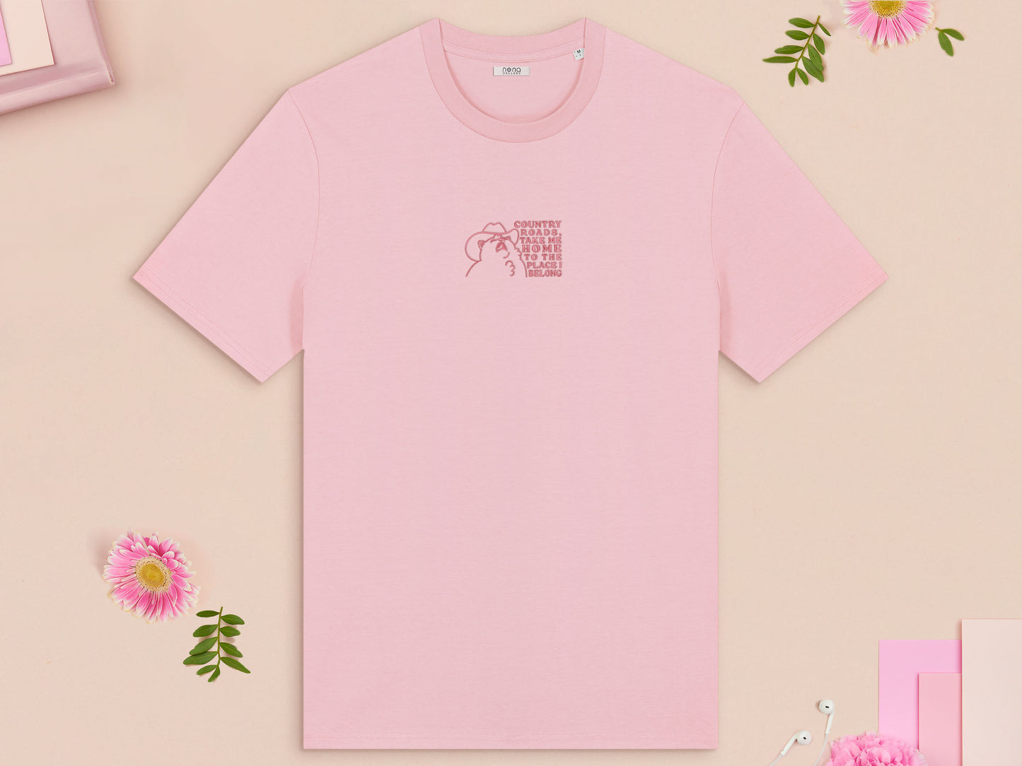 Country Roads Cowboy Cat Embroidered Top