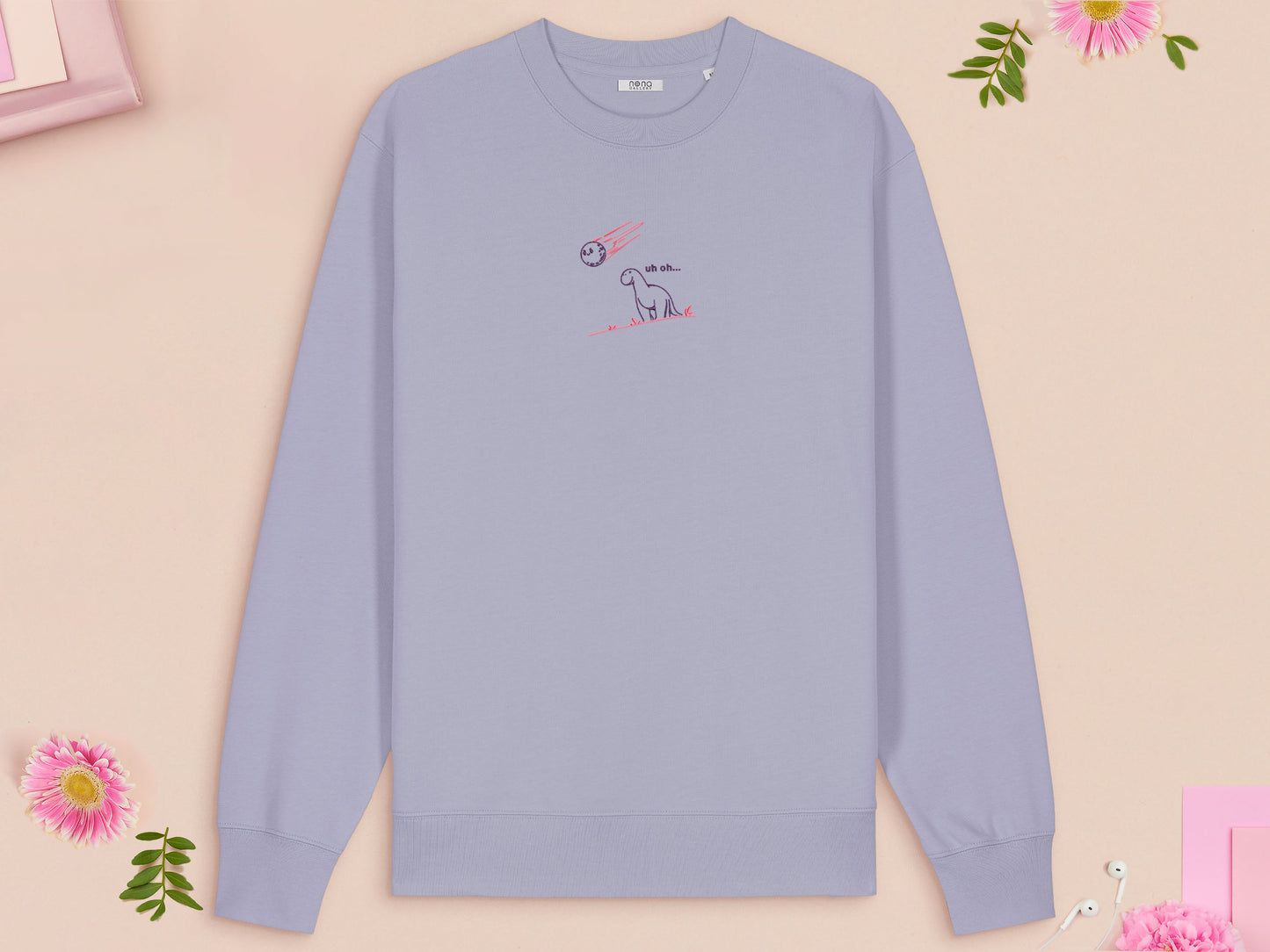 Uh Oh Dinosaur Meteor Embroidered Top