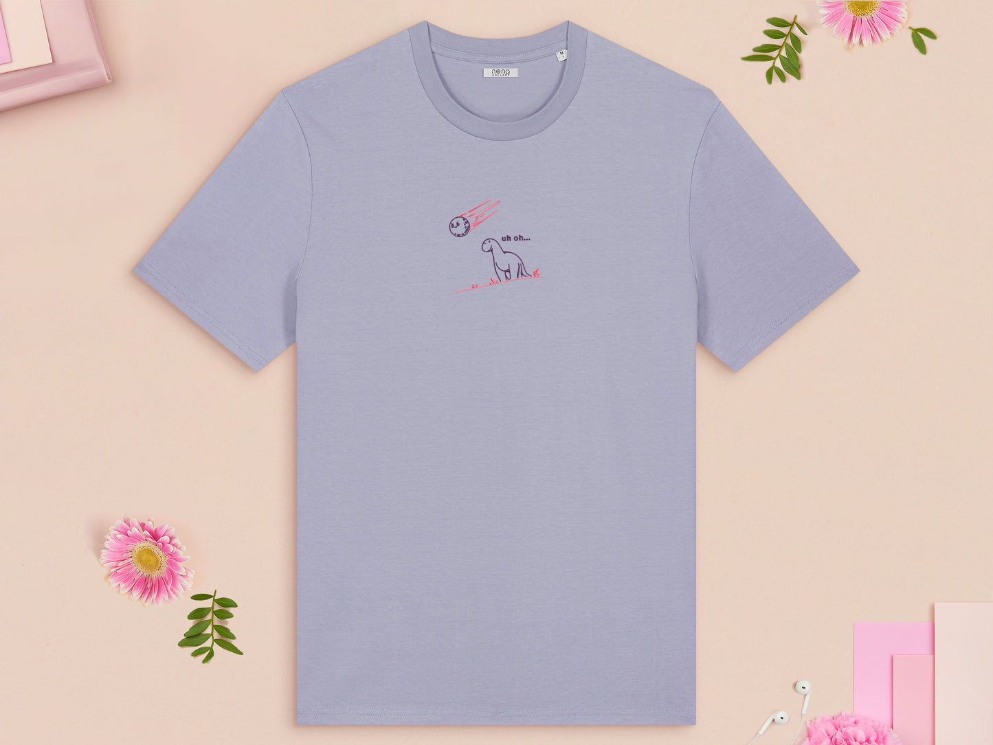 Uh Oh Dinosaur Meteor Embroidered Top