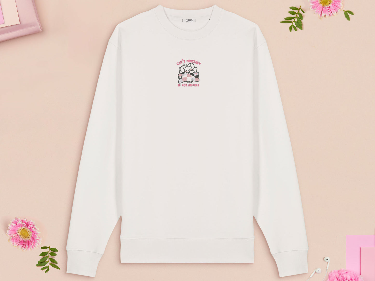 Can't Mistakey If Not Awakey Sleeping Mouse Embroidered Top