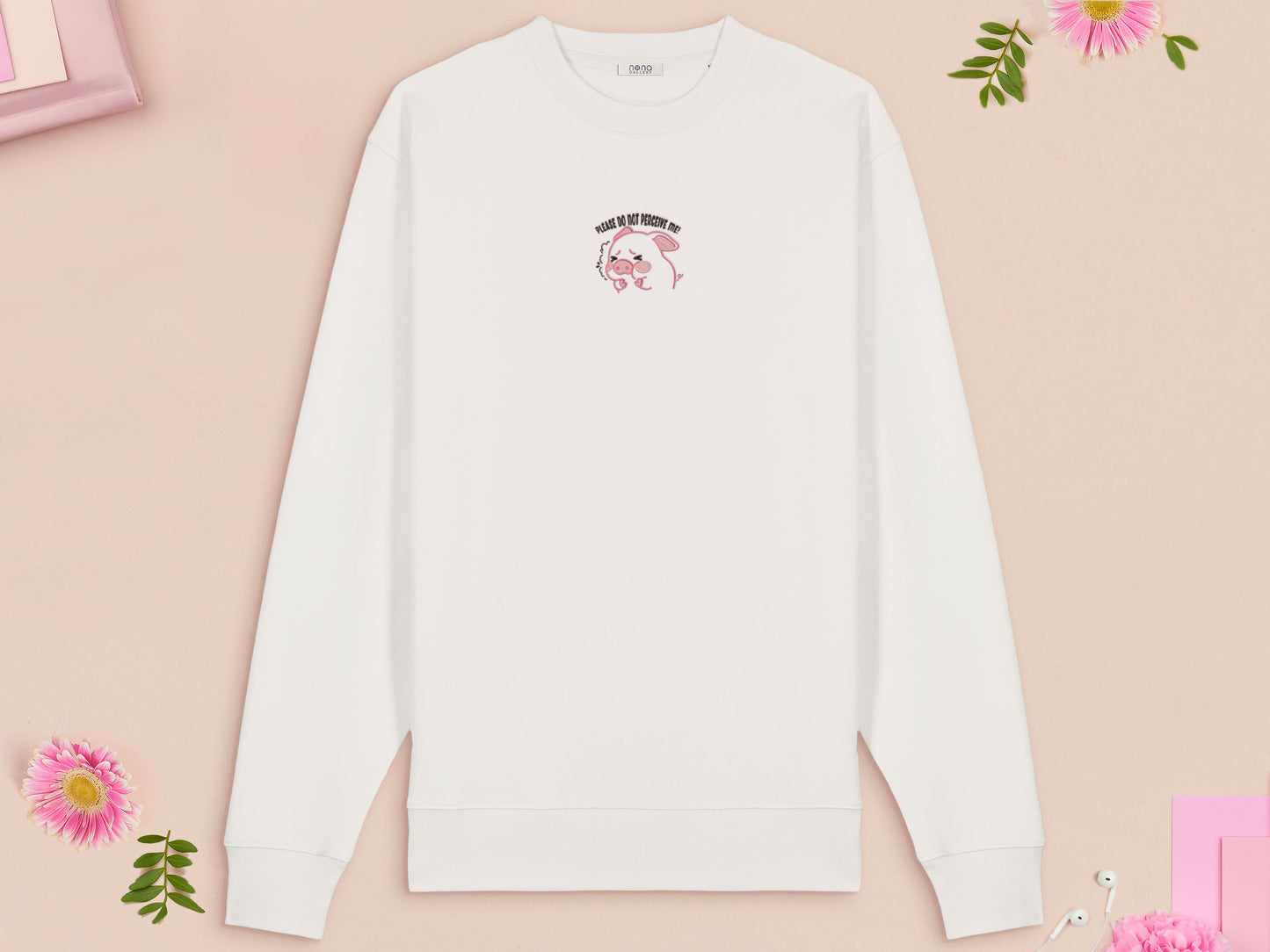 Please Don't Perceive Me Piggy Embroidered Top