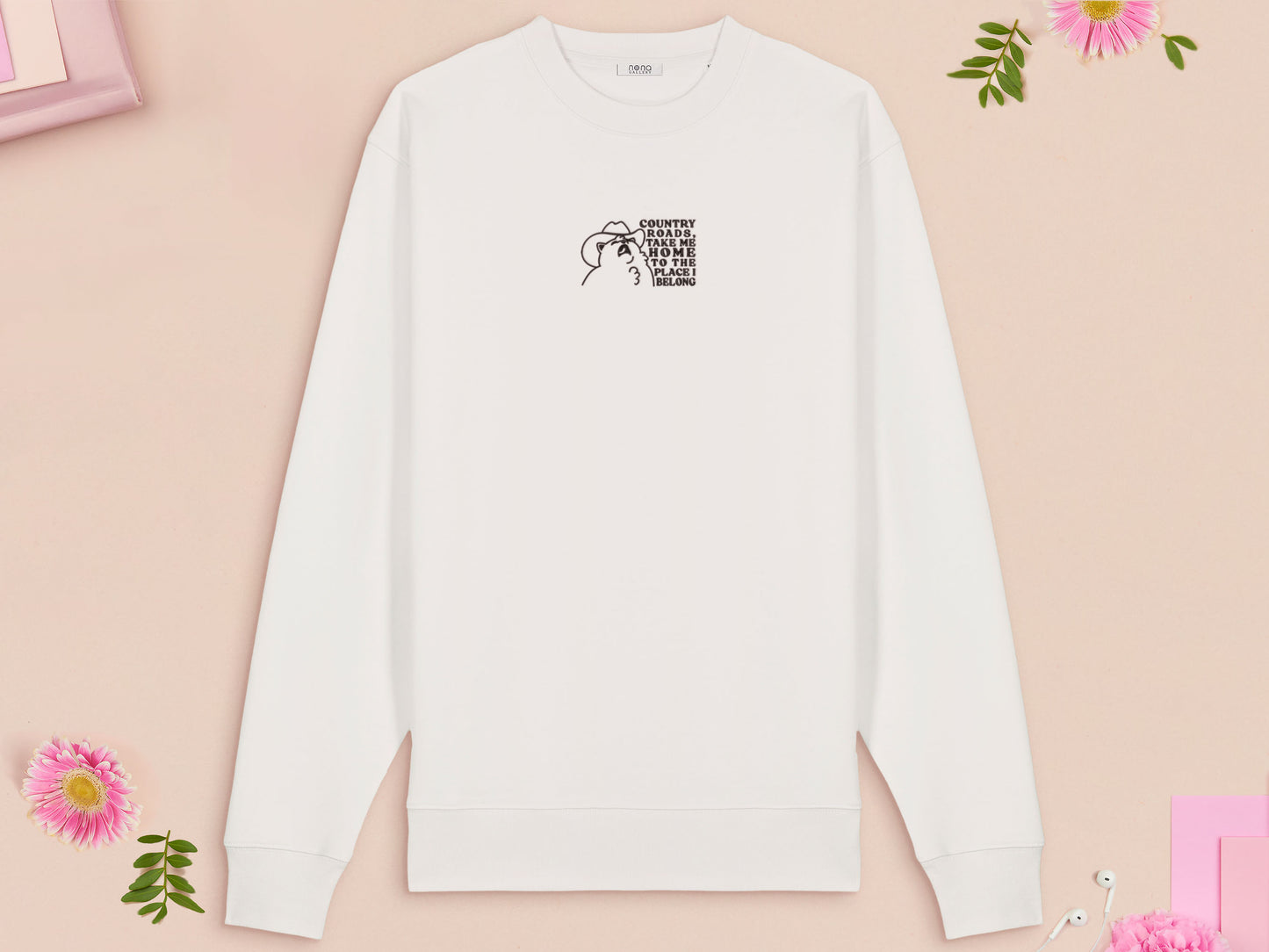 Country Roads Cowboy Cat Embroidered Top